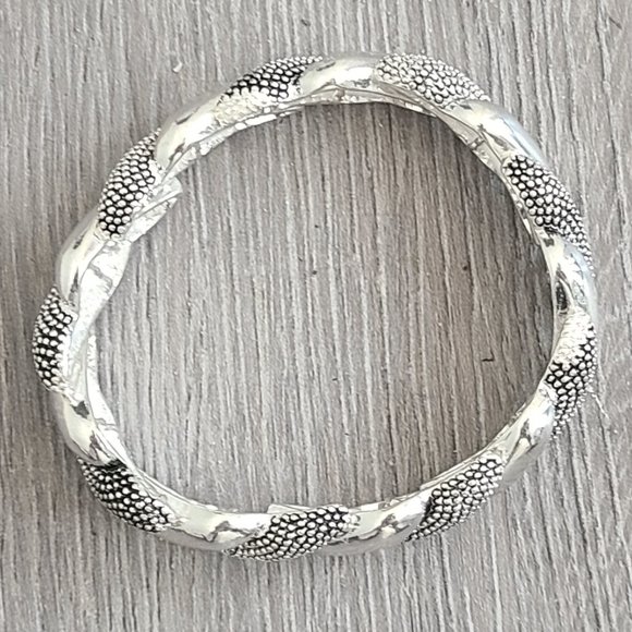 Cute Elastic Stretch Bracelet Vintage/Black & Silver/ Band Bracelet/Elegant - Picture 8 of 13